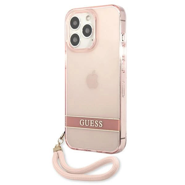 Guess gennemsigtige båndsæske til iPhone 13 Pro / 13 6.1" - Pink