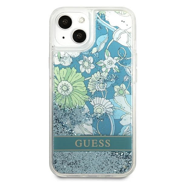 Guess GUHCP13MLFLSN iPhone 13 6.1" grøn/grøn hardcase Flower Liquid Glitter