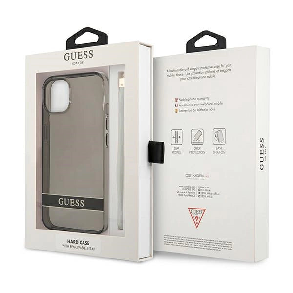 Guess GUHCP13SHTSGSK iPhone 13 mini 5.4" sort/sort hardcase Gennemskinnelig Stap