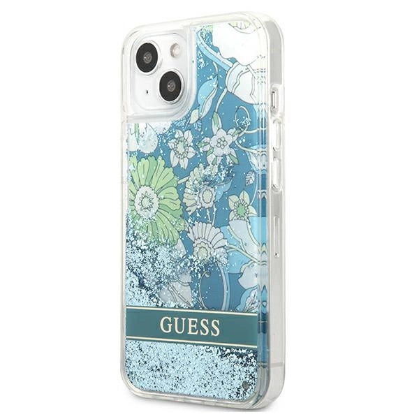 Guess GUHCP13SLFLSN iPhone 13 mini 5.4" grøn/grøn hardcase Flower Liquid Glitter