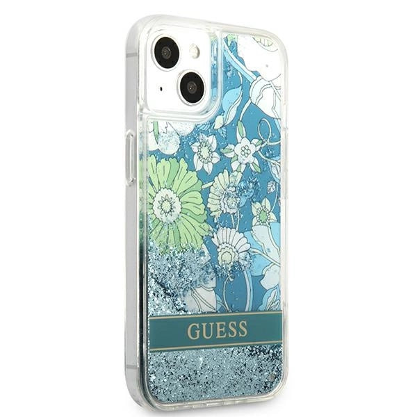 Guess GUHCP13SLFLSN iPhone 13 mini 5.4" grøn/grøn hardcase Flower Liquid Glitter