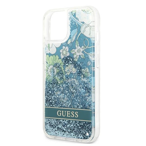 Guess GUHCP13SLFLSN iPhone 13 mini 5.4" grøn/grøn hardcase Flower Liquid Glitter