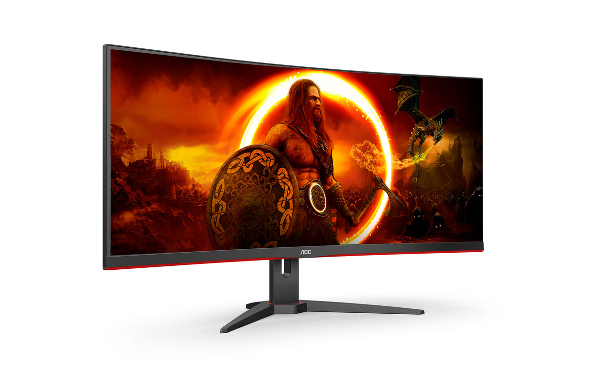 AOC G2 CU34G2XE/BK LED display 86,4 cm (34") 3440 x 1440 pixel Wide Quad HD LCD Sort, Rød