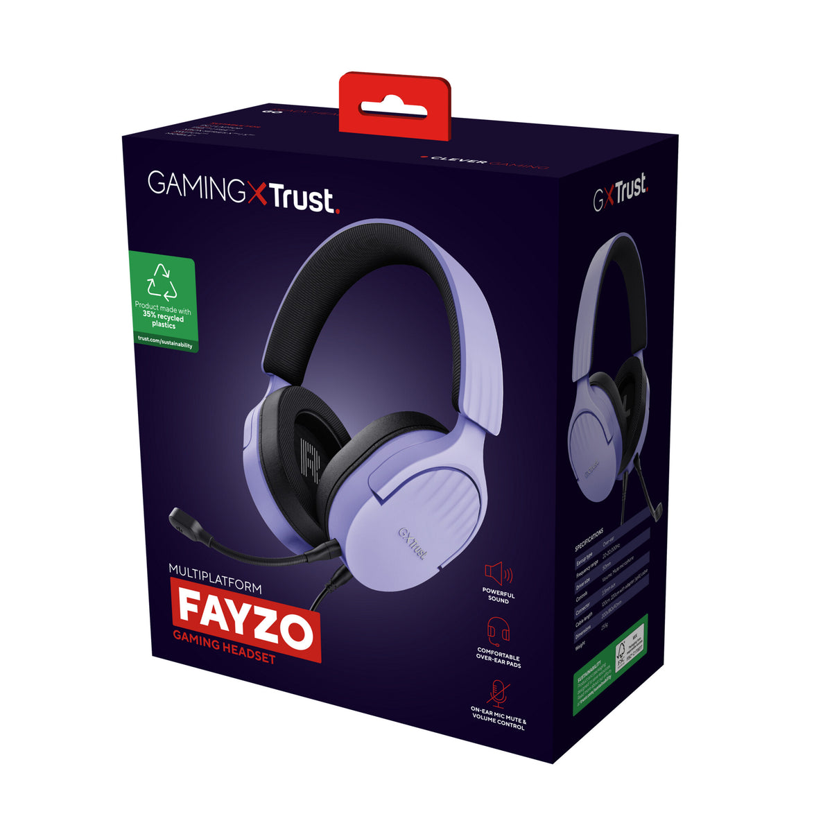 Trust GXT 489P FAYZO Headset Ledningsført Spil Sort, Lilla