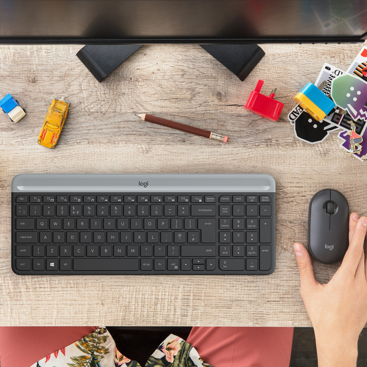 Logitech Slim MK470 tastatur Mus inkluderet Universel RF trådløst QWERTY US International Grafit