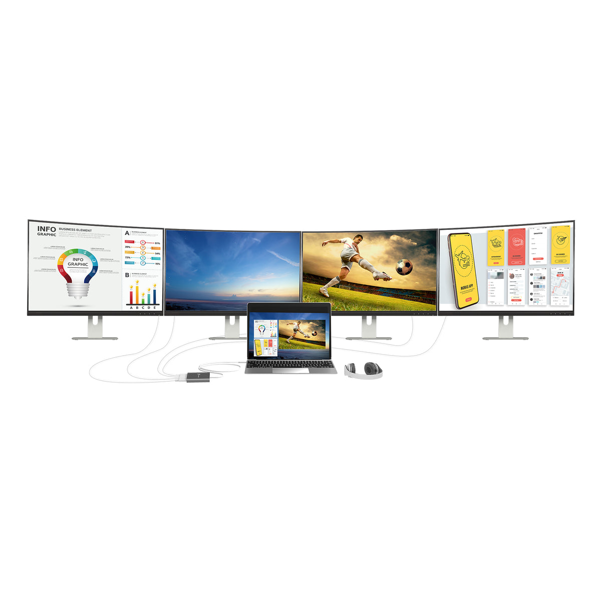 J5 Create USB-C to 4 Port HDMI 380001 multi-monitor adapter