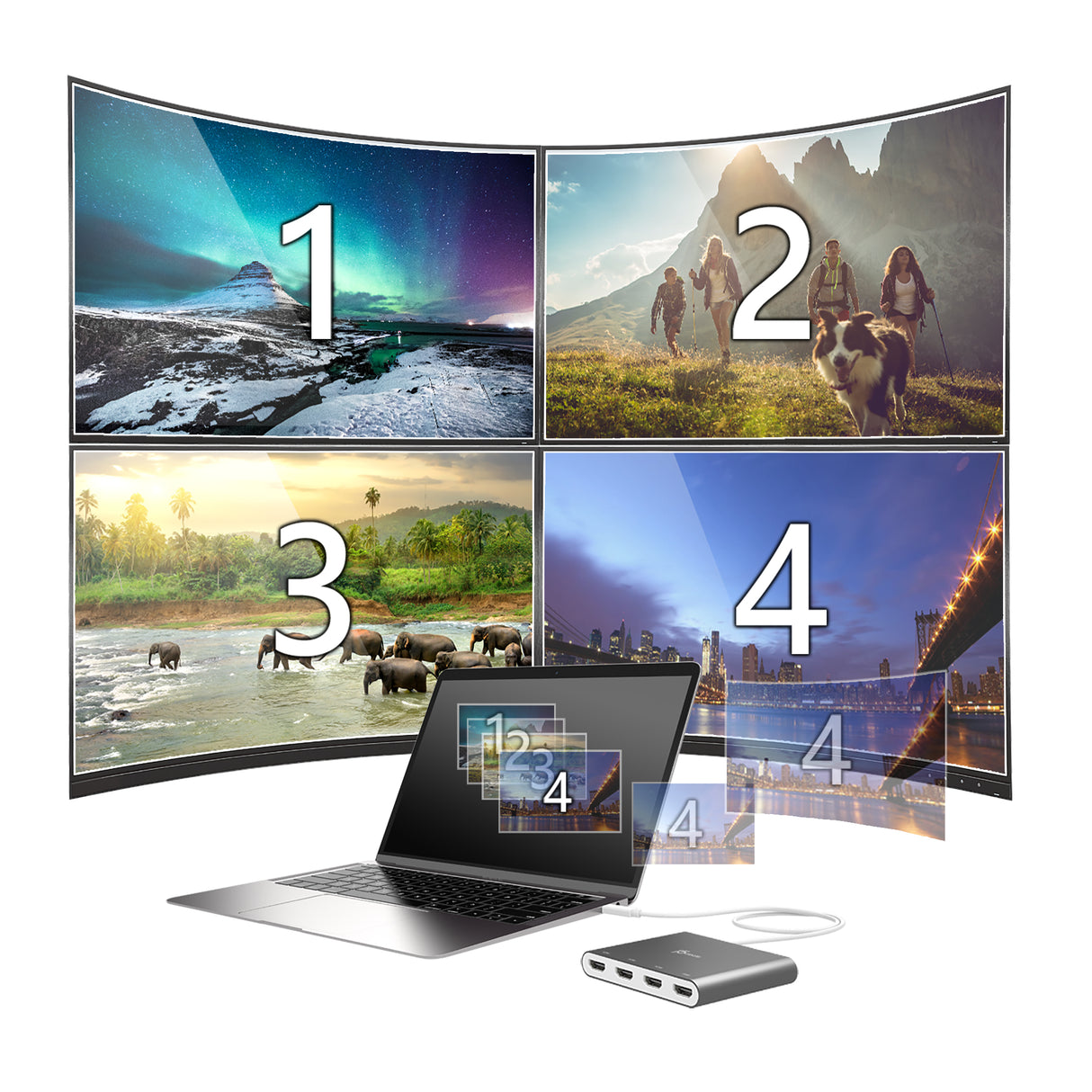 J5 Create USB-C to 4 Port HDMI 380001 multi-monitor adapter