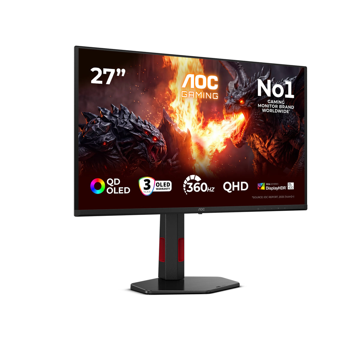 AOC G4 Q27G4SDR computerskærm 67,3 cm (26.5") 2560 x 1440 pixel Quad HD QD-OLED Sort, Rød