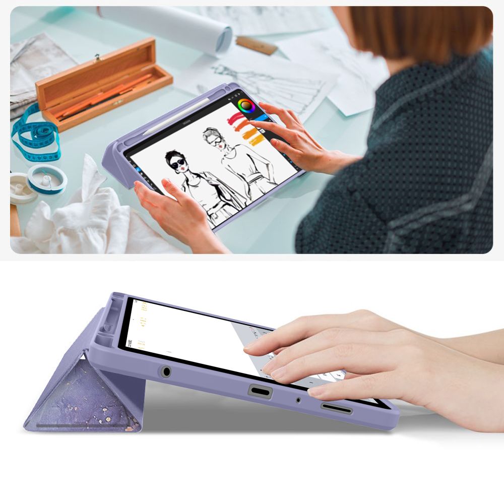 Tech Protect Sc Hybrid Pen Til Galaxy Tab A9 / A11 8.7 X110 / X115 / X133 / X135 Violet Marmor