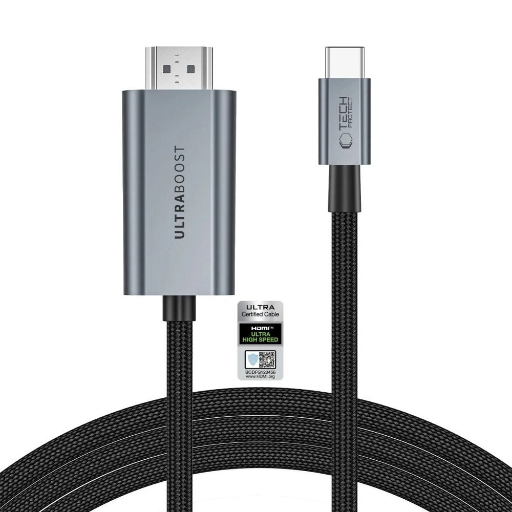 Tech Protect Ultraboost Kabel Usb C Til Hdmi 2.1 8 K 60 Hz 200 Cm Jerngrå