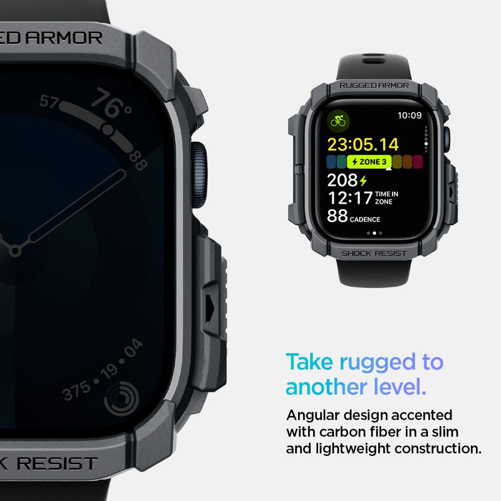 Spigen Rugged Armor Apple Watch 10/11 (46 Mm) Mørkegrå
