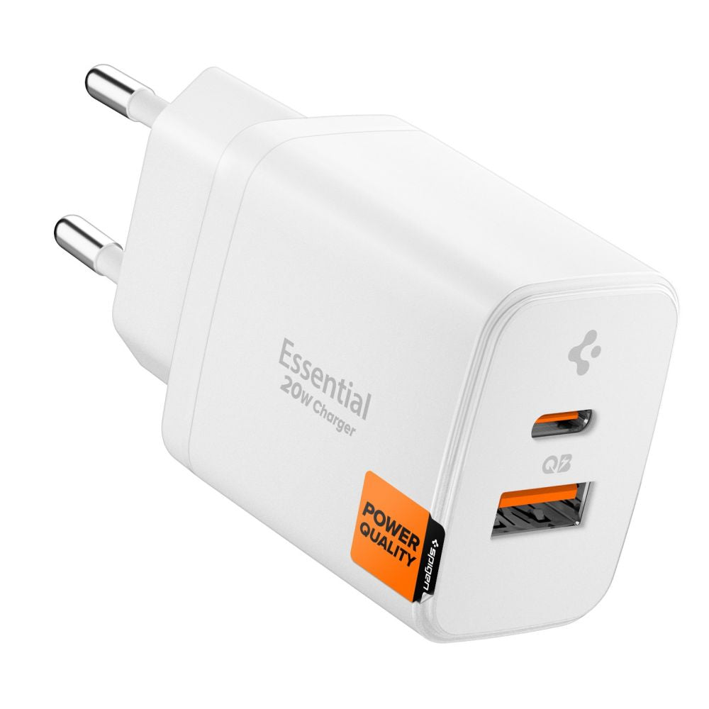 Spigen Essential Ee202 Eu 2 Ports Netværksopladder 20 W Hvid
