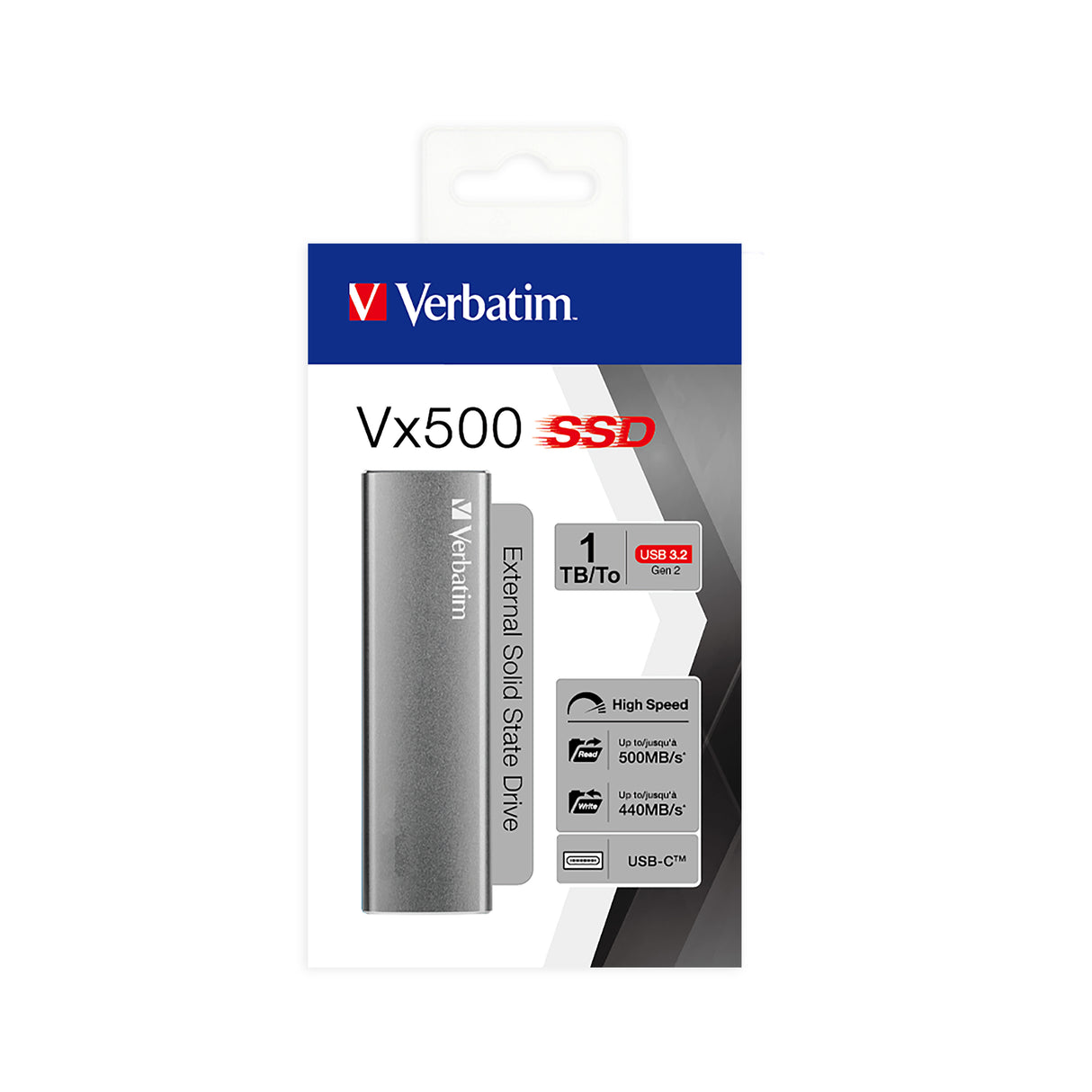 Verbatim Vx500 1 TB USB Type-C 3.2 Gen 2 (3.1 Gen 2) Sølv