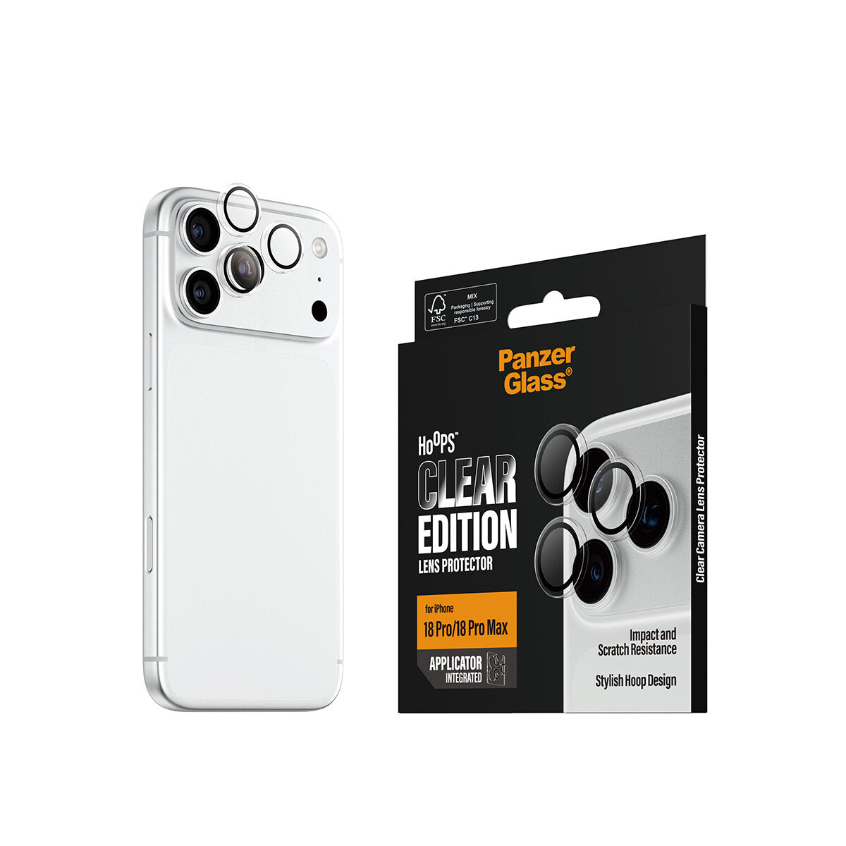 PanzerGlass ® Hoops® Kameralinsebeskytter Transparent iPhone 18 Pro | 18 Pro Max