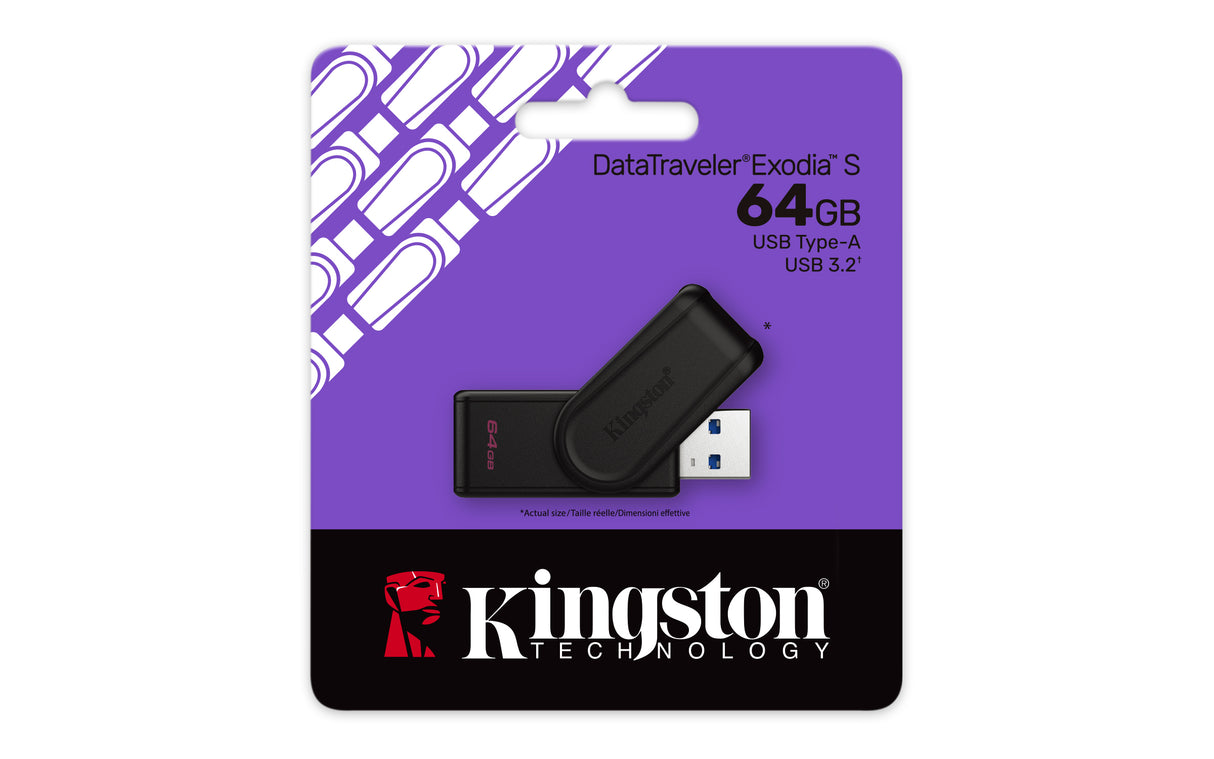 Kingston Technology DataTraveler 64 GB Portable USB 3.2 Gen 1 Exodia S (sort/sort)