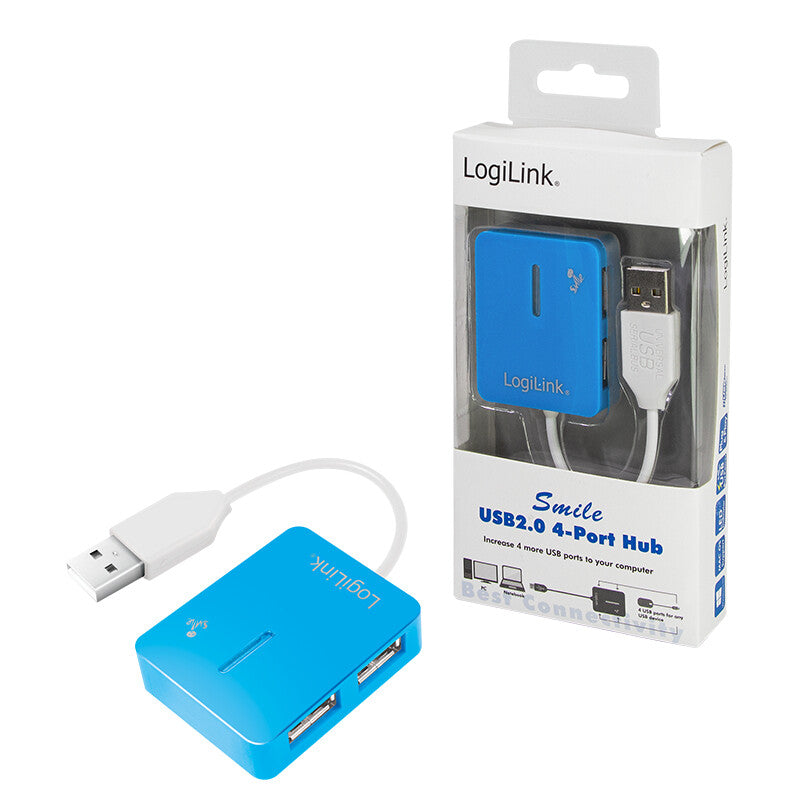 LogiLink UA0136 interface hub USB 2.0 Type-A 480 Mbit/s Blå