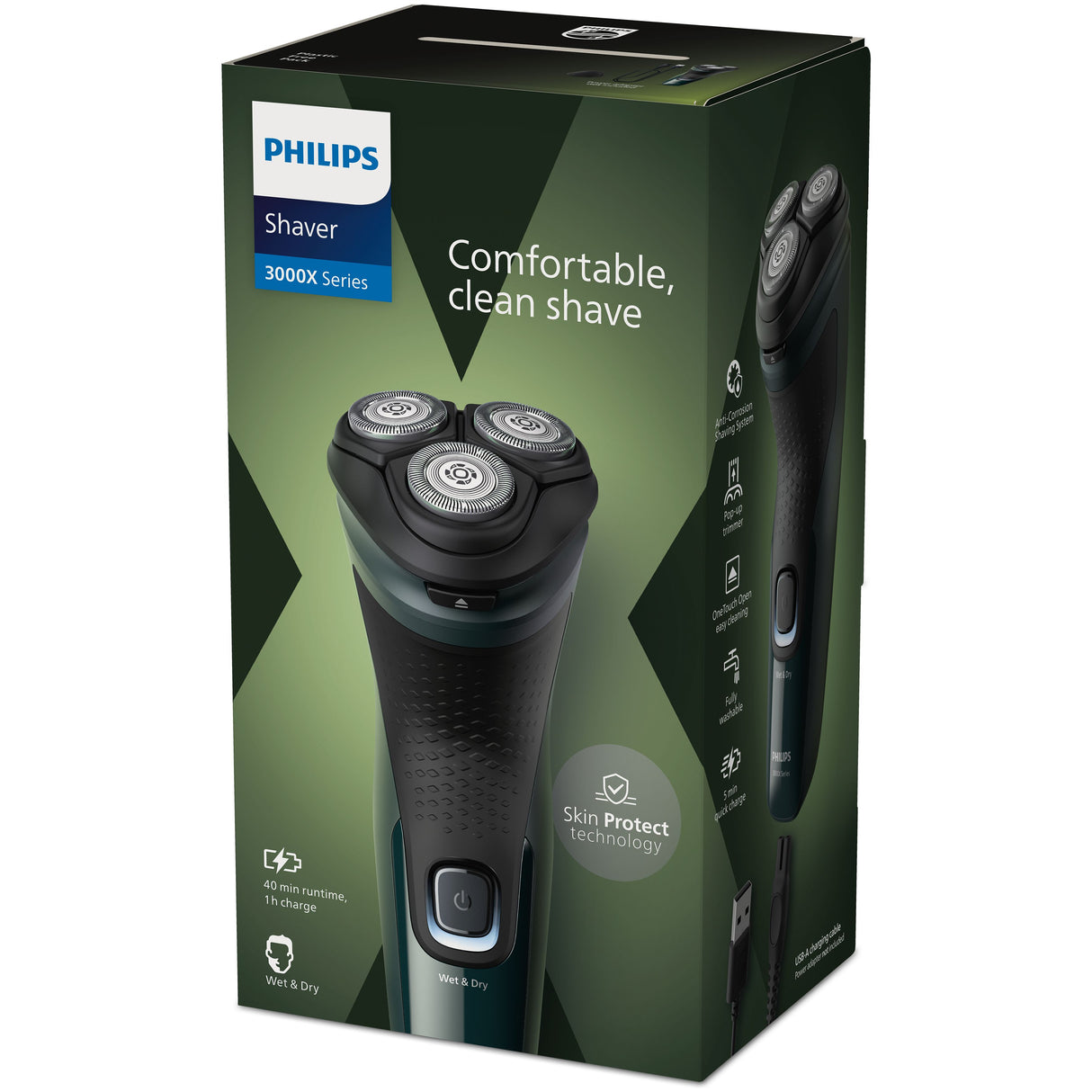 Philips Shaver 3000X Series X3002/00 Elektrisk shaver til våd og tør barbering