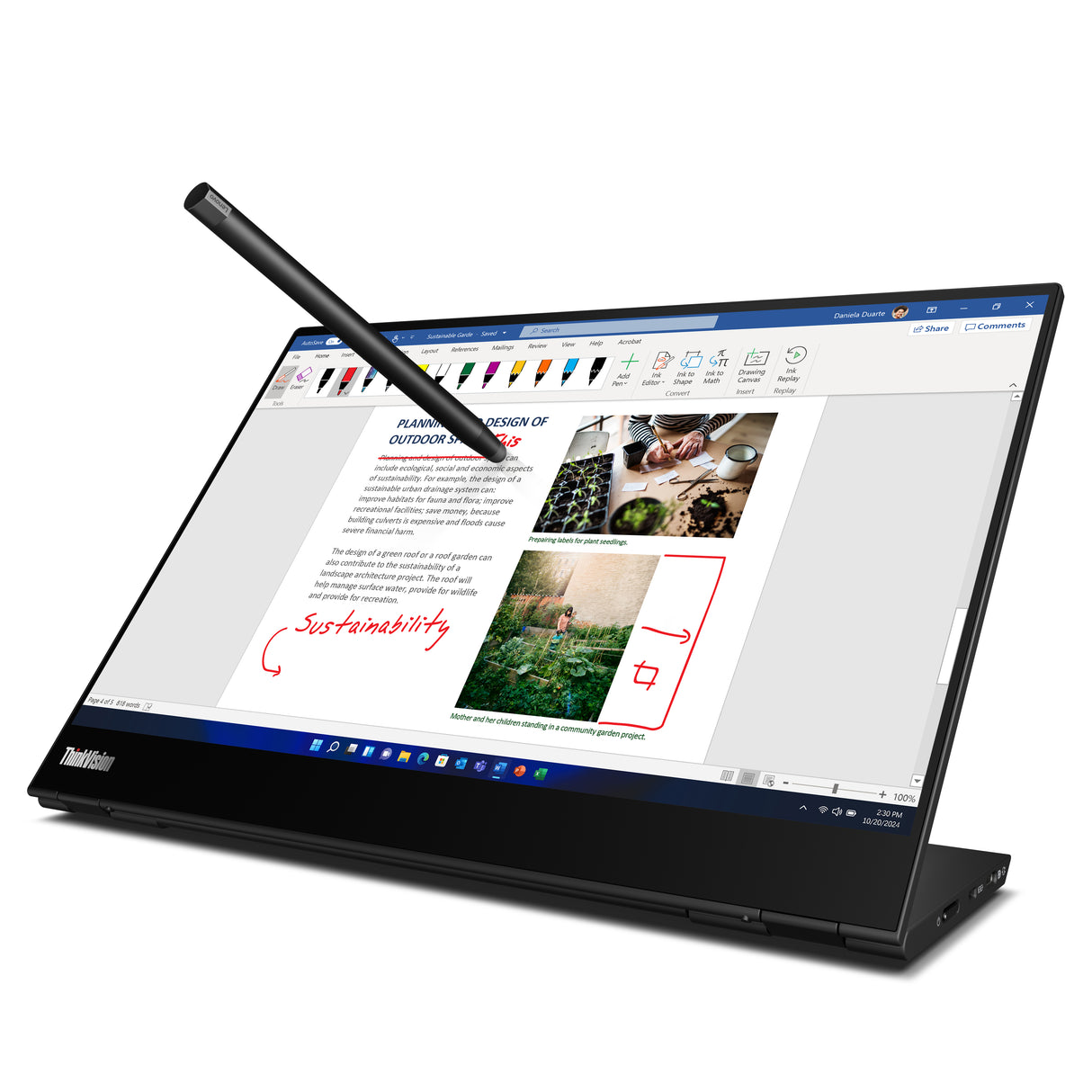 Lenovo ThinkVision M14t Gen 2 14 IPS 2240 x 1400 DisplayPort USB-C
