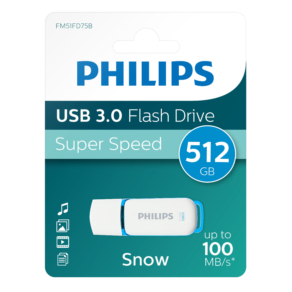 Philips FM51FD75B Snow Edition 3.0 512GB USB 3.0 USB stick Hvid