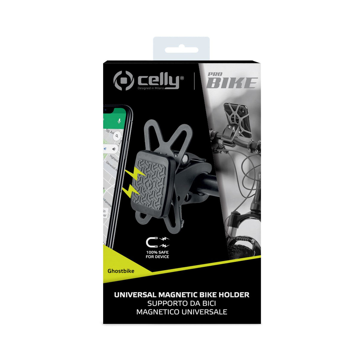 Celly GhostBike Passiv holder MP3 afspiller, Mobiltelefon/Smartphone Sort