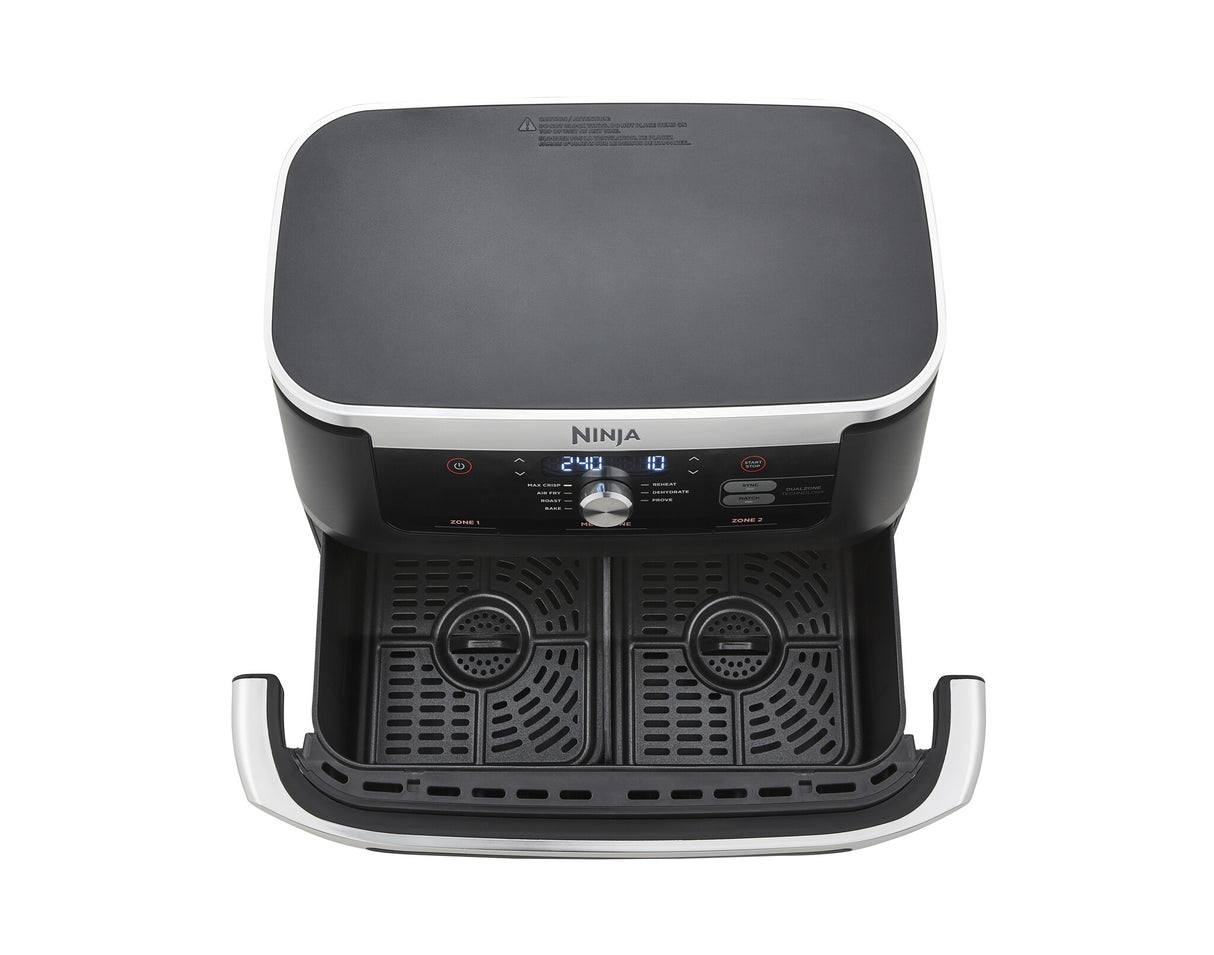 Ninja AF500EU frituregryde Dobbelt 10,4 L Enkeltstående 2470 W Varmluftsteger Sort, Rustfrit stål
