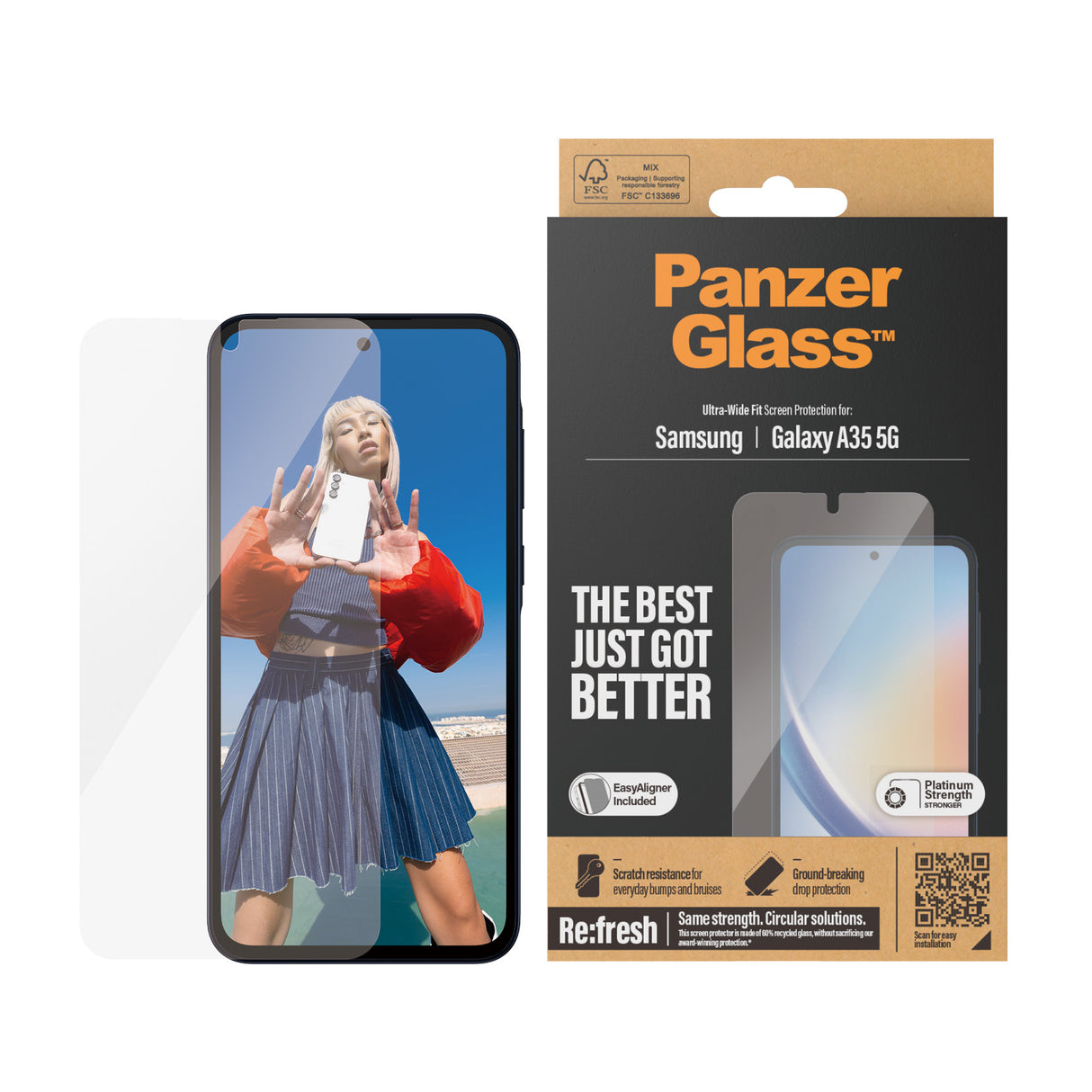 PanzerGlass Screen Protector Samsung Galaxy A35 5G - Ultra-Wide Fit (W. EASYALIGNER)