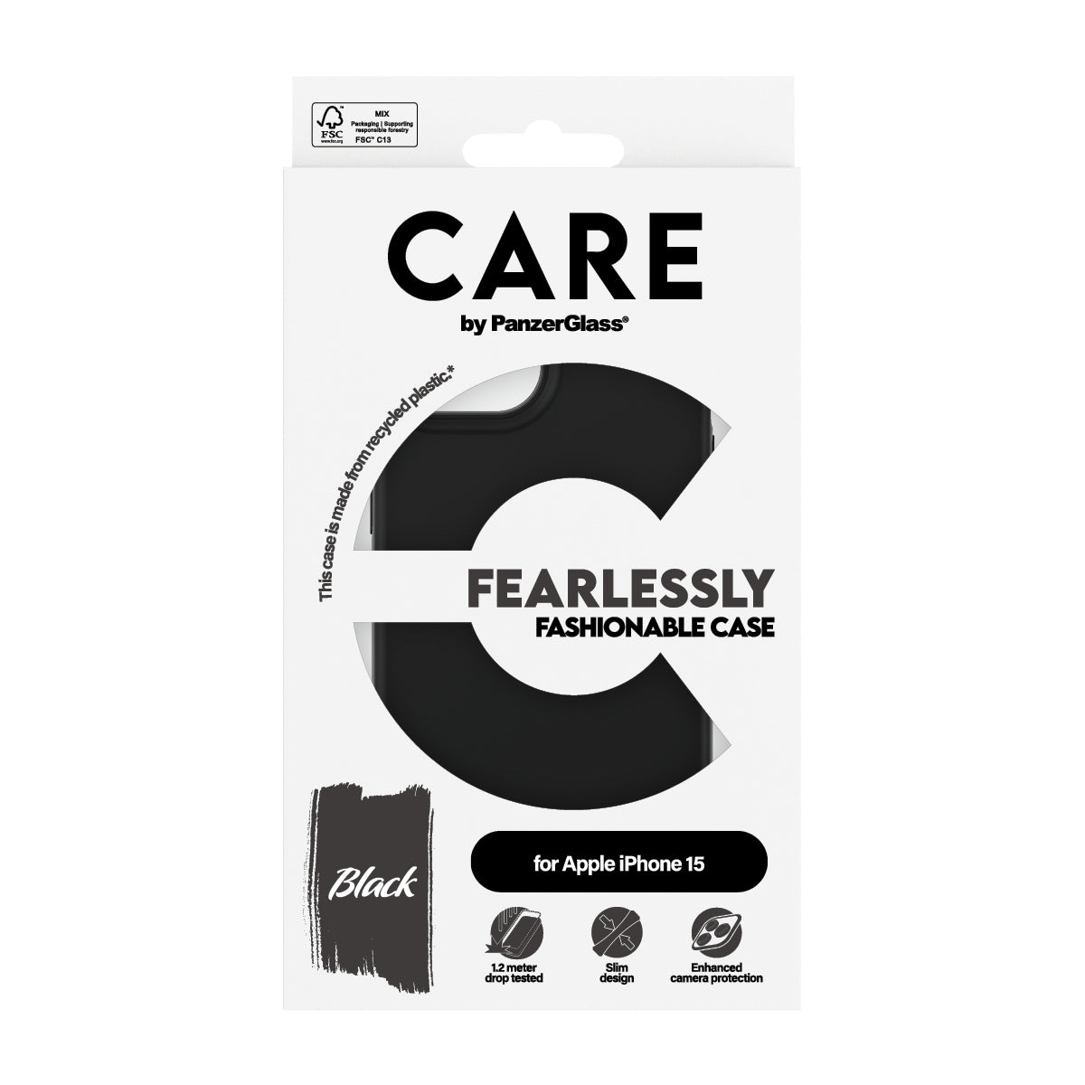 CARE by PanzerGlass Fashionable Case Black iPhone 15