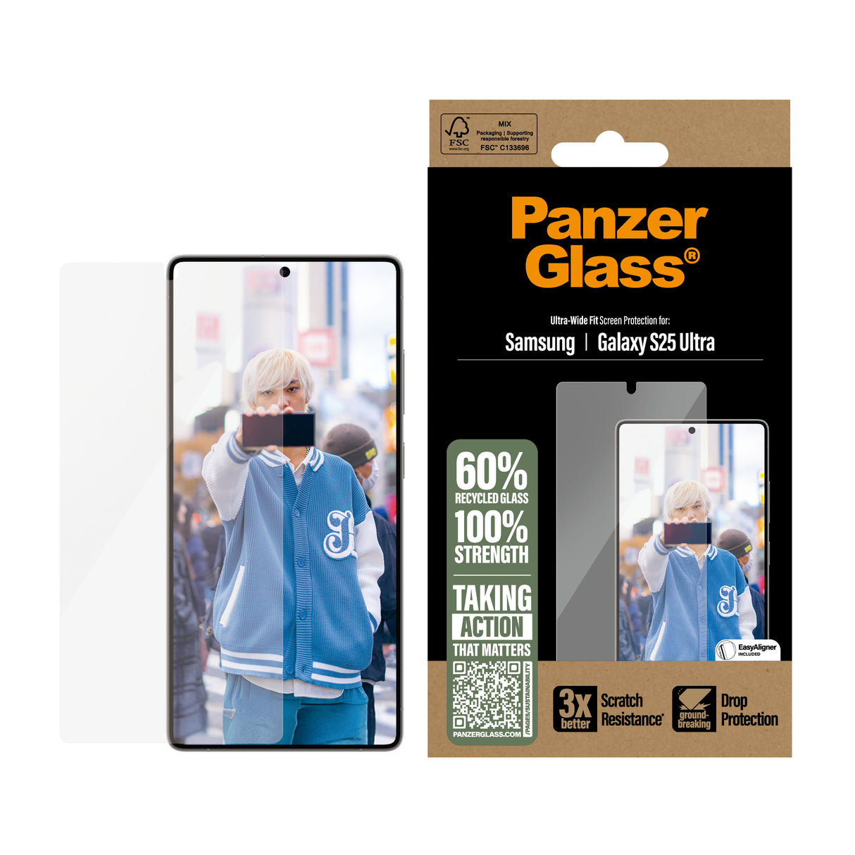 PanzerGlass Screen Protector Samsung Galaxy S25 Ultra - Ultra-Wide Fit