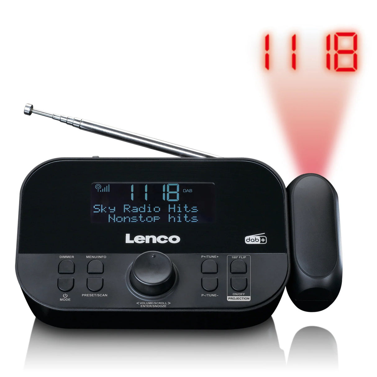 LENCO CR-615BK clockradio med DAB+ og projektion