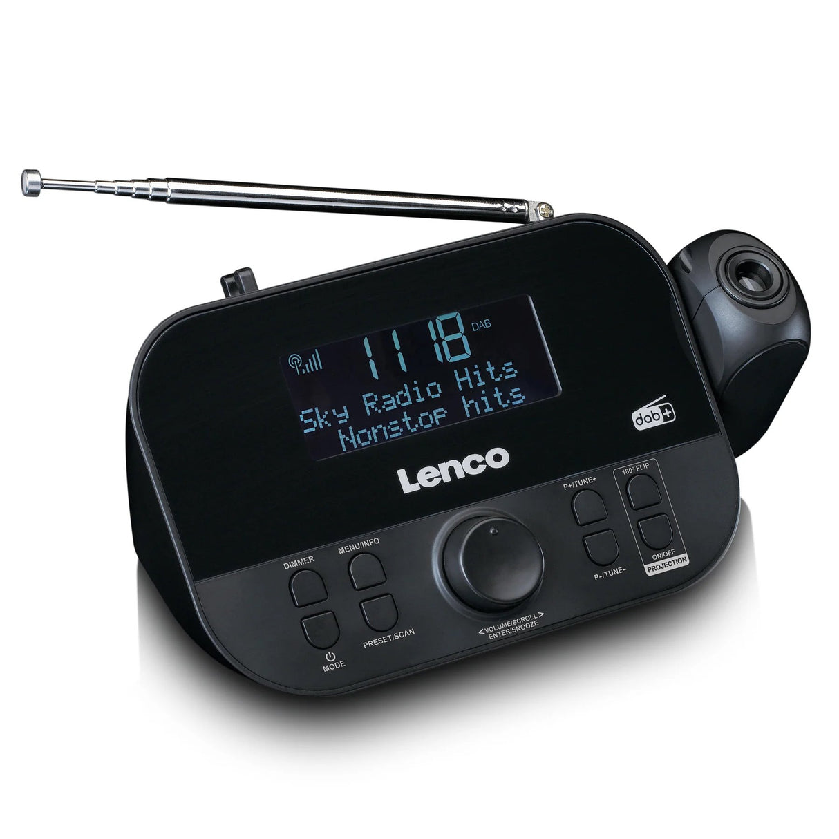 LENCO CR-615BK clockradio med DAB+ og projektion