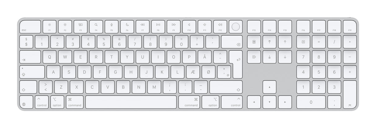 Apple Magic Keyboard with Touch ID and Numeric Keypad for Mac models with Apple silicon - Dansk - White Keys (2024)