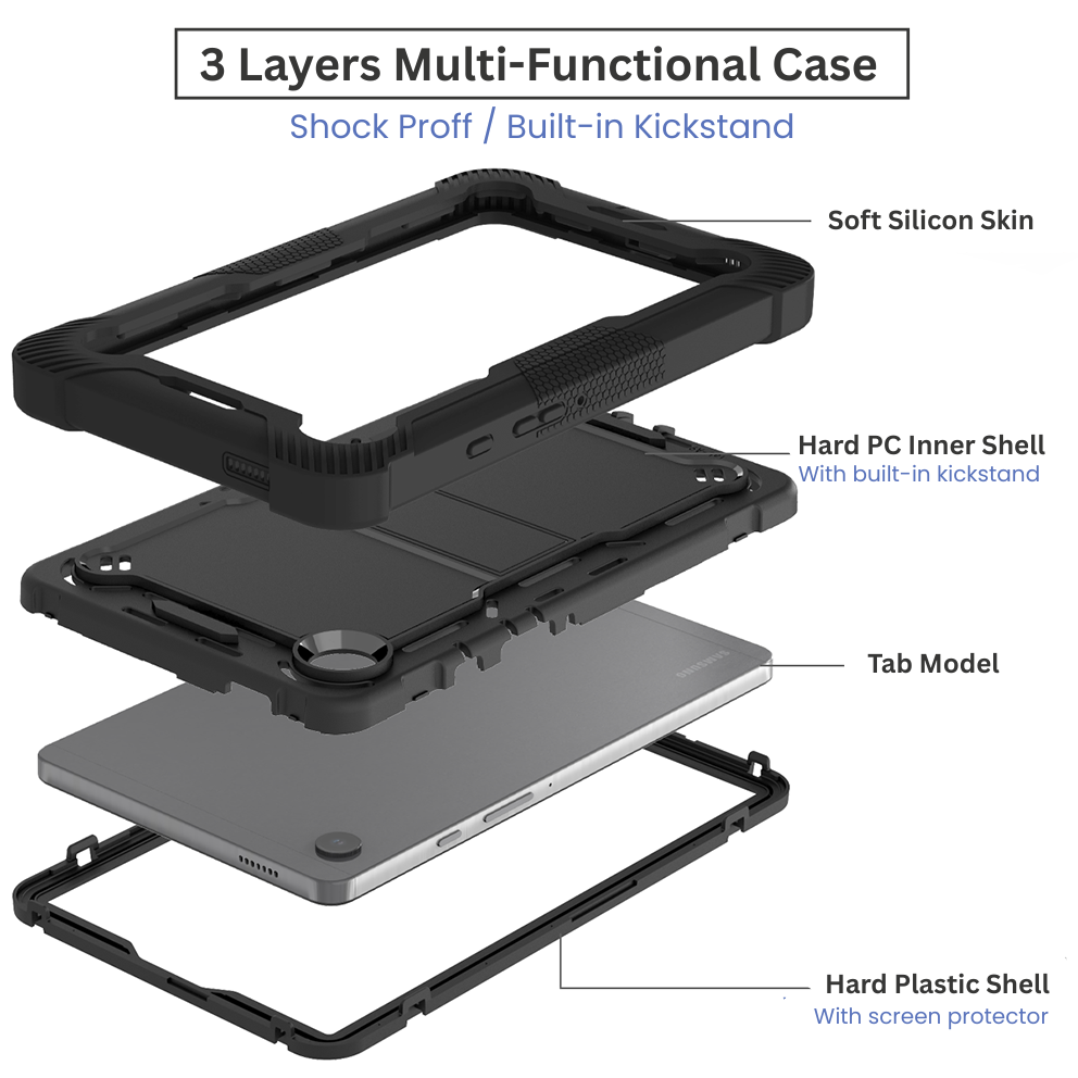 DK Rugged Cover for Samsung Galaxy Tab A9+ / A11+ with build in Screen Protector