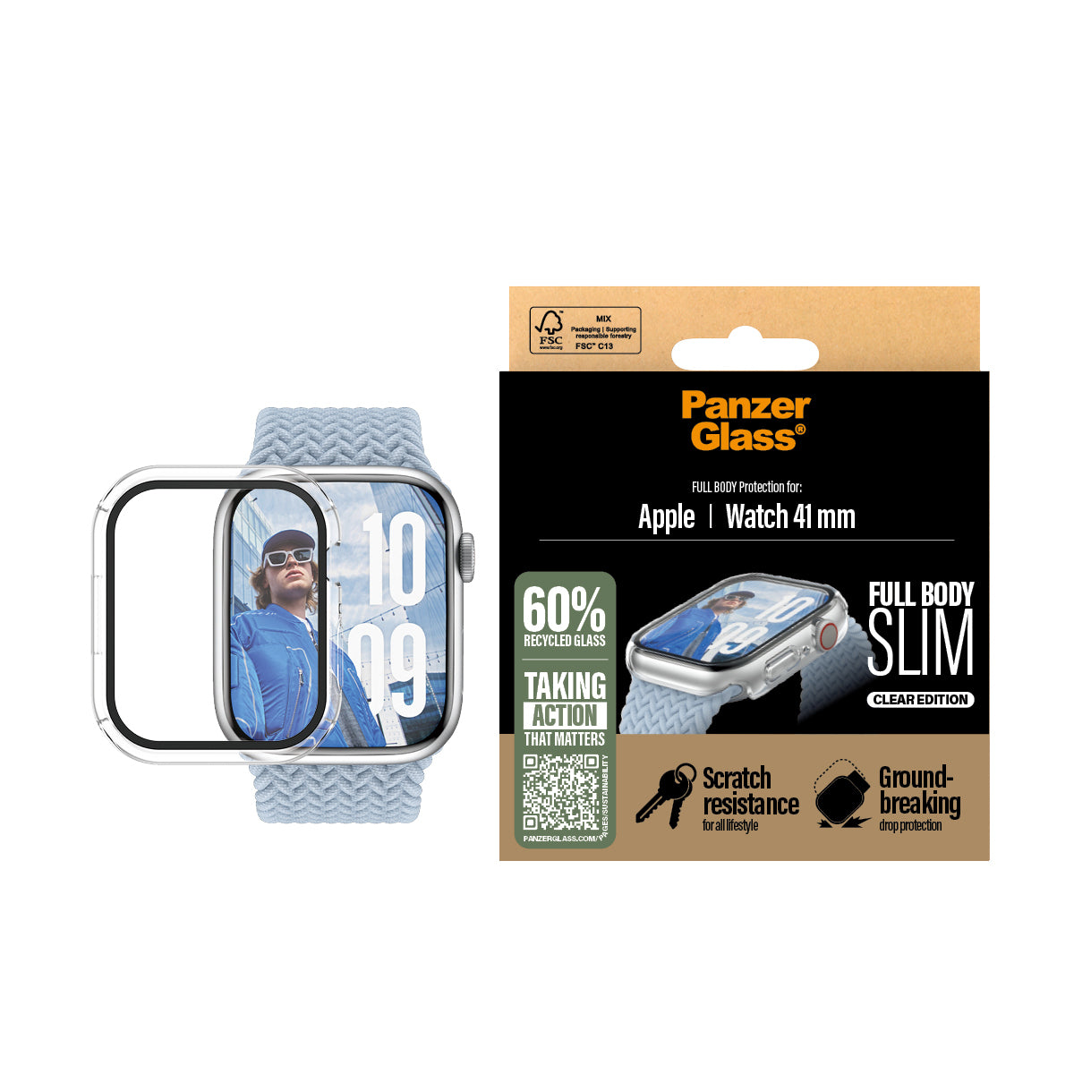 PanzerGlass Apple Watch Series 10 42mm - Screen Protector - Snappie Full Body Slim Transparent