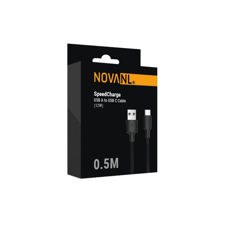 NOVANL SpeedCharge USB A til USB-C kabel 12W (0,5M) sort