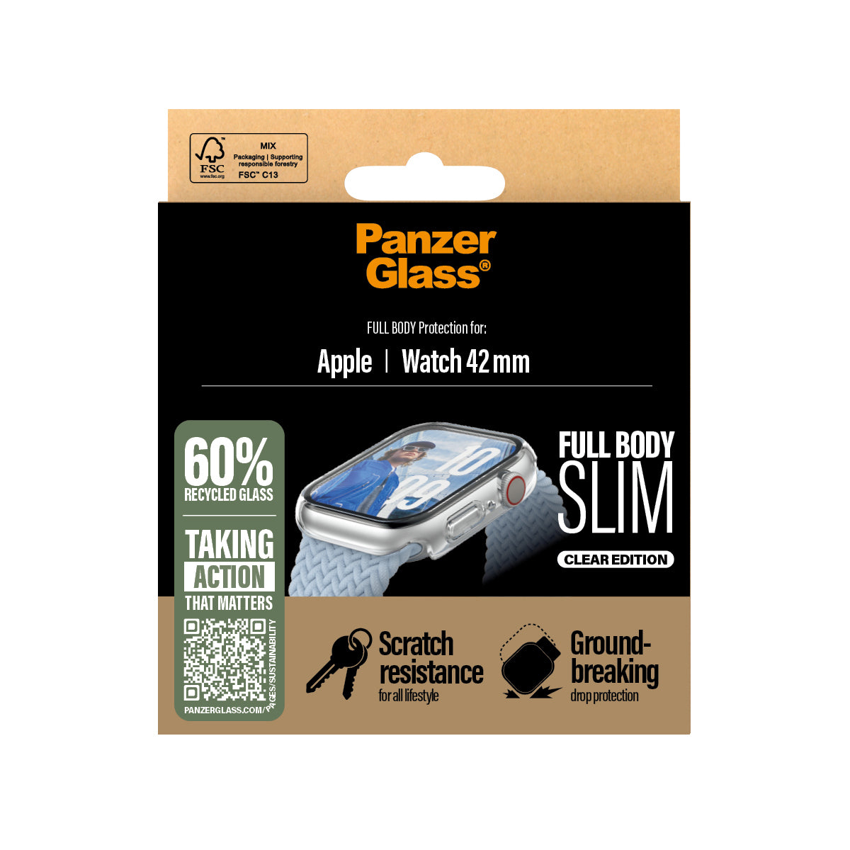 PanzerGlass Apple Watch Series 10 42mm - Screen Protector - Snappie Full Body Slim Transparent