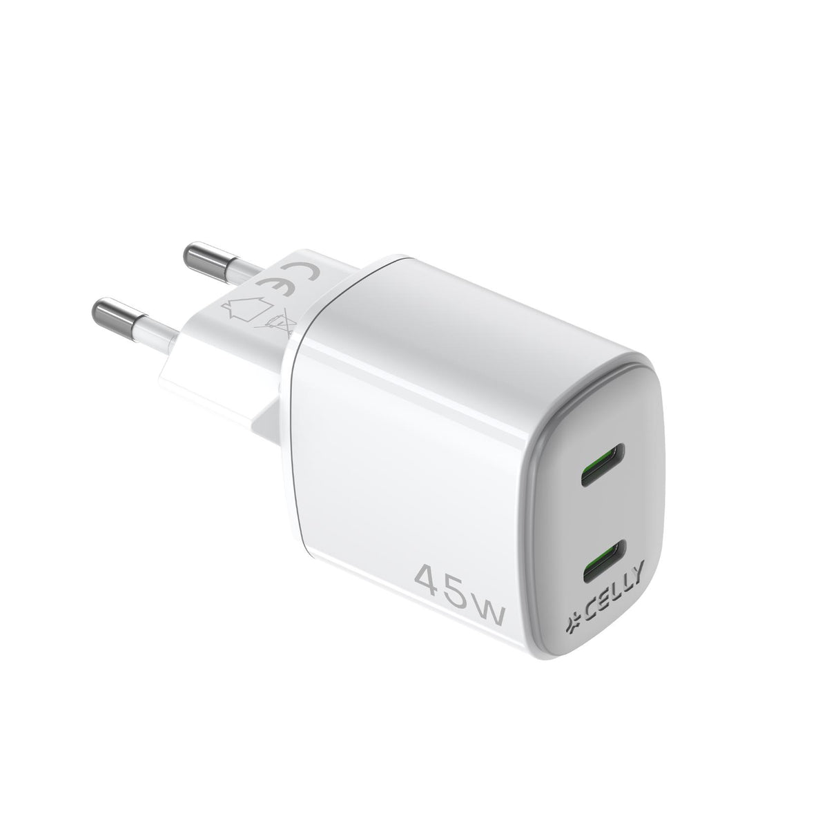 Celly Wall Charger 2xUSB-C 45W White