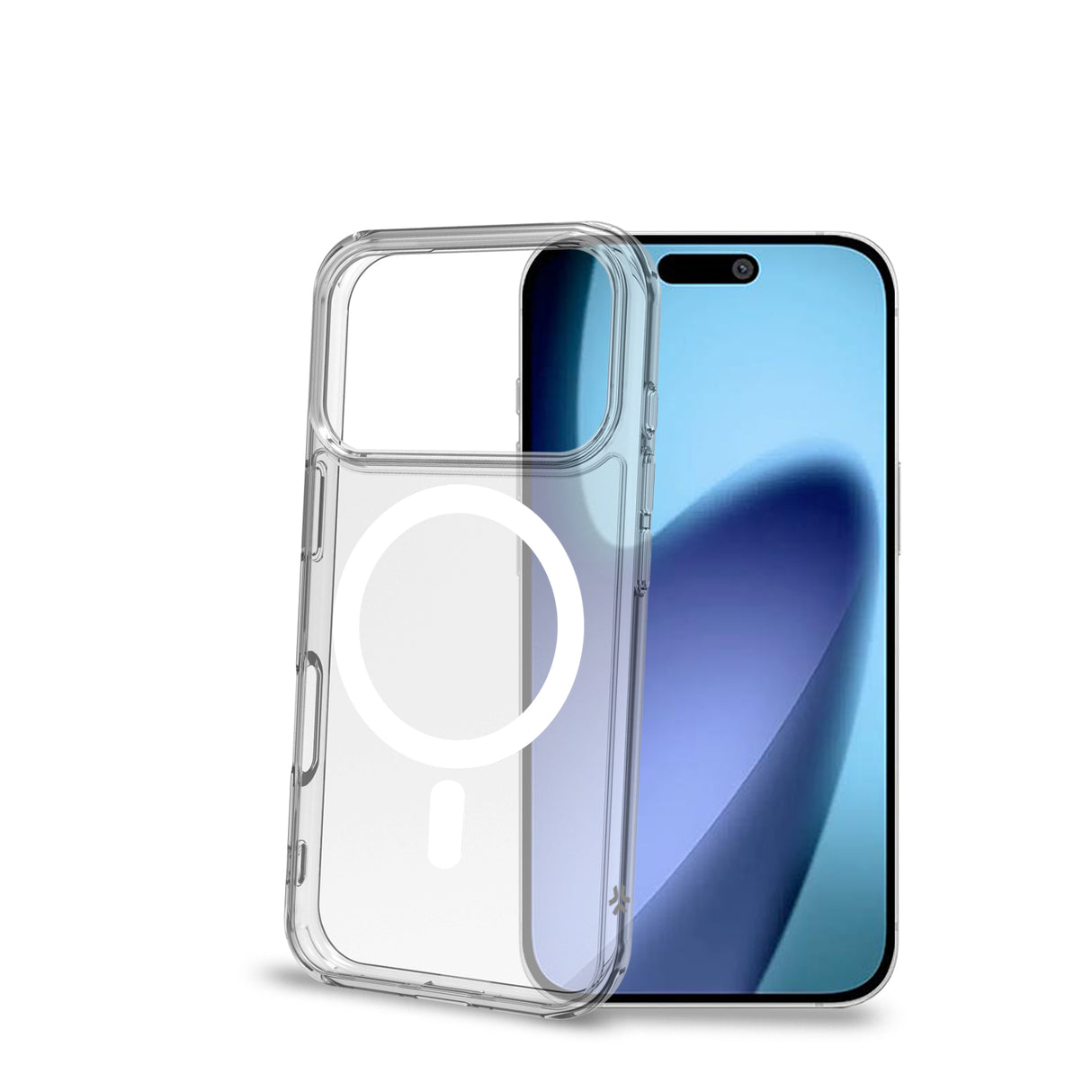 Celly Gelskin Mag Transparent cover with white magsafe ring for iPhone 17 Pro