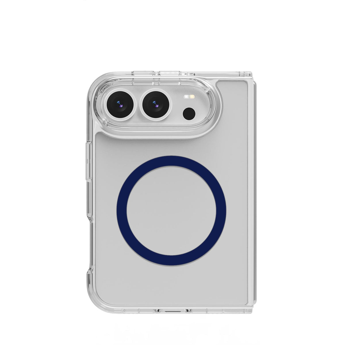 Celly Gelskin Mag Transparent cover with Dark Blue magsafe ring for iPhone Duo