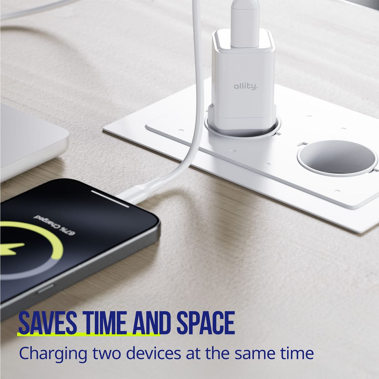 Allity wall charger GaN PD QC ATC-01-30WAC 1x USB-C 1x USB-A 30W white