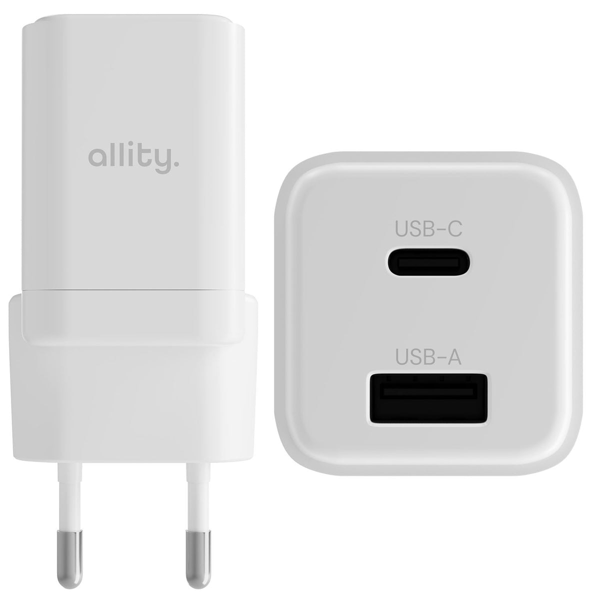 Allity wall charger GaN PD QC ATC-01-30WAC 1x USB-C 1x USB-A 30W white