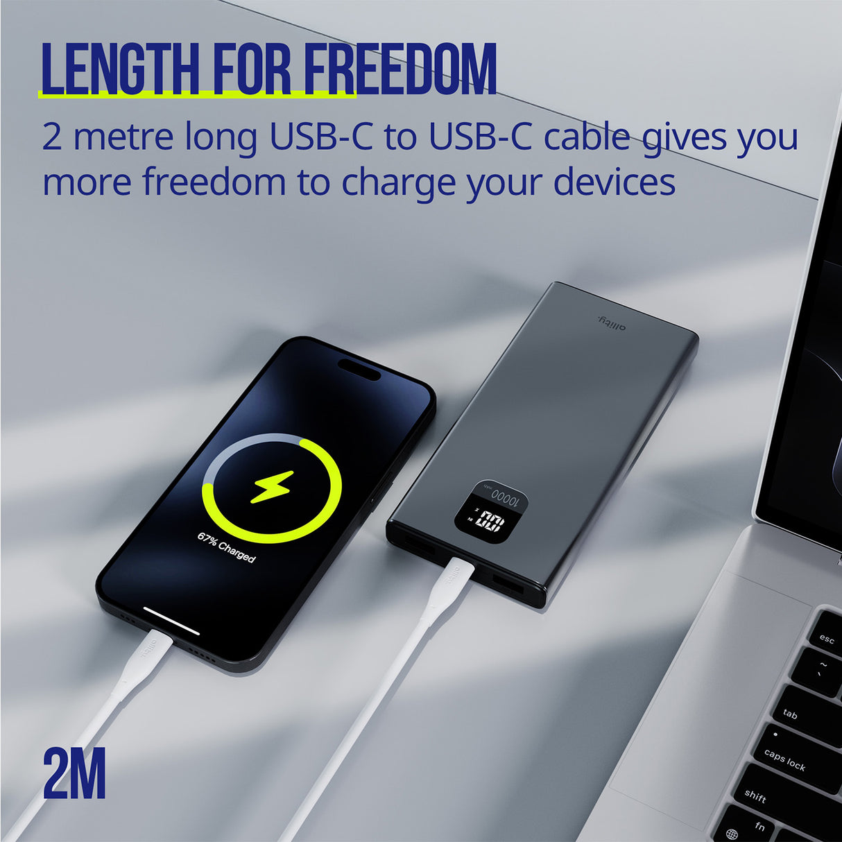 Allity cable AUC-02 USB-C - USB-C 2.0 m 60W white