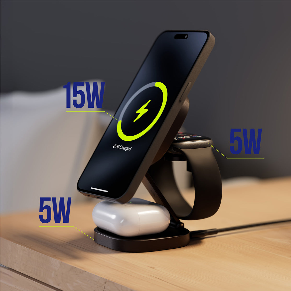 Allity AWC-220-25WMS wireless charger 25W graphite 3in1