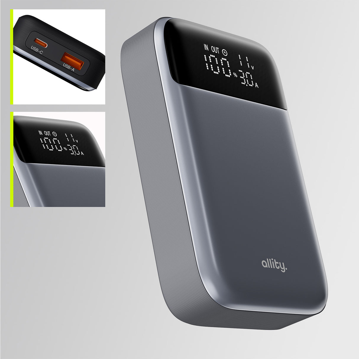 Allity power bank APB-200 PD QC 33W 10000 mAh gray