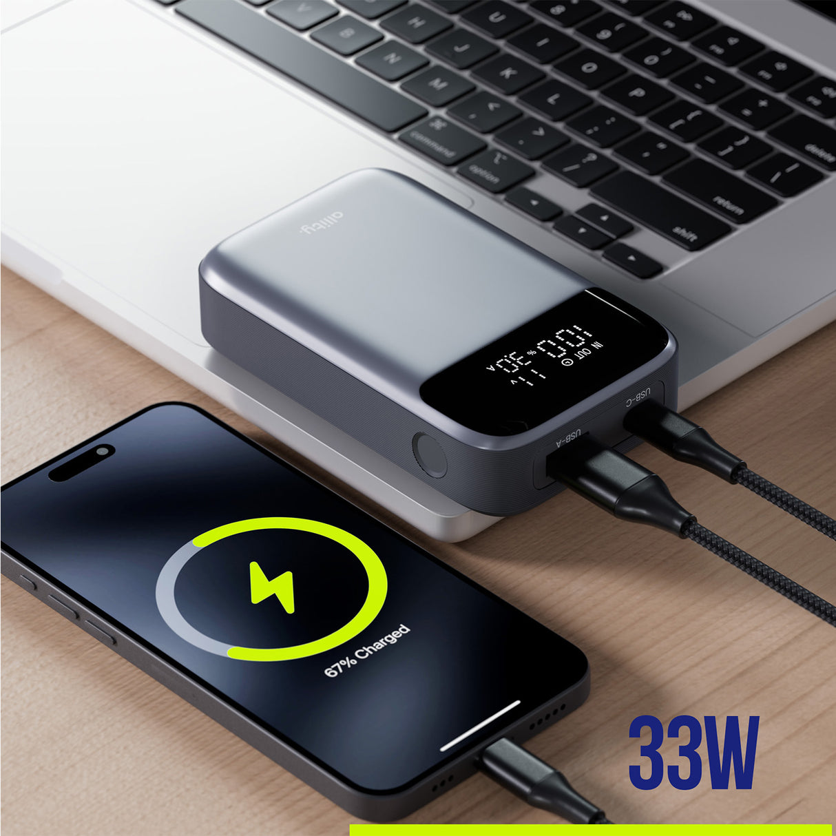 Allity power bank APB-200 PD QC 33W 10000 mAh gray