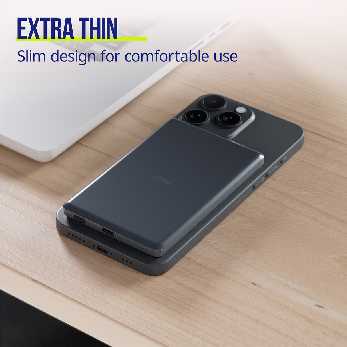 Allity wireless power bank APB-300 PD QC 20W 5000 mAh magnetic gray