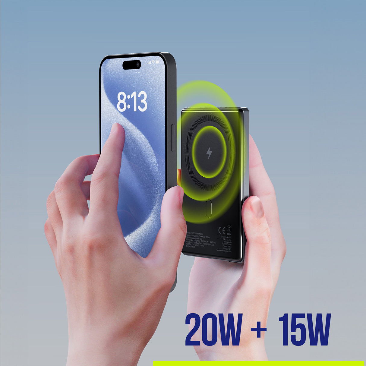 Allity wireless power bank APB-300 PD QC 20W 5000 mAh magnetic gray