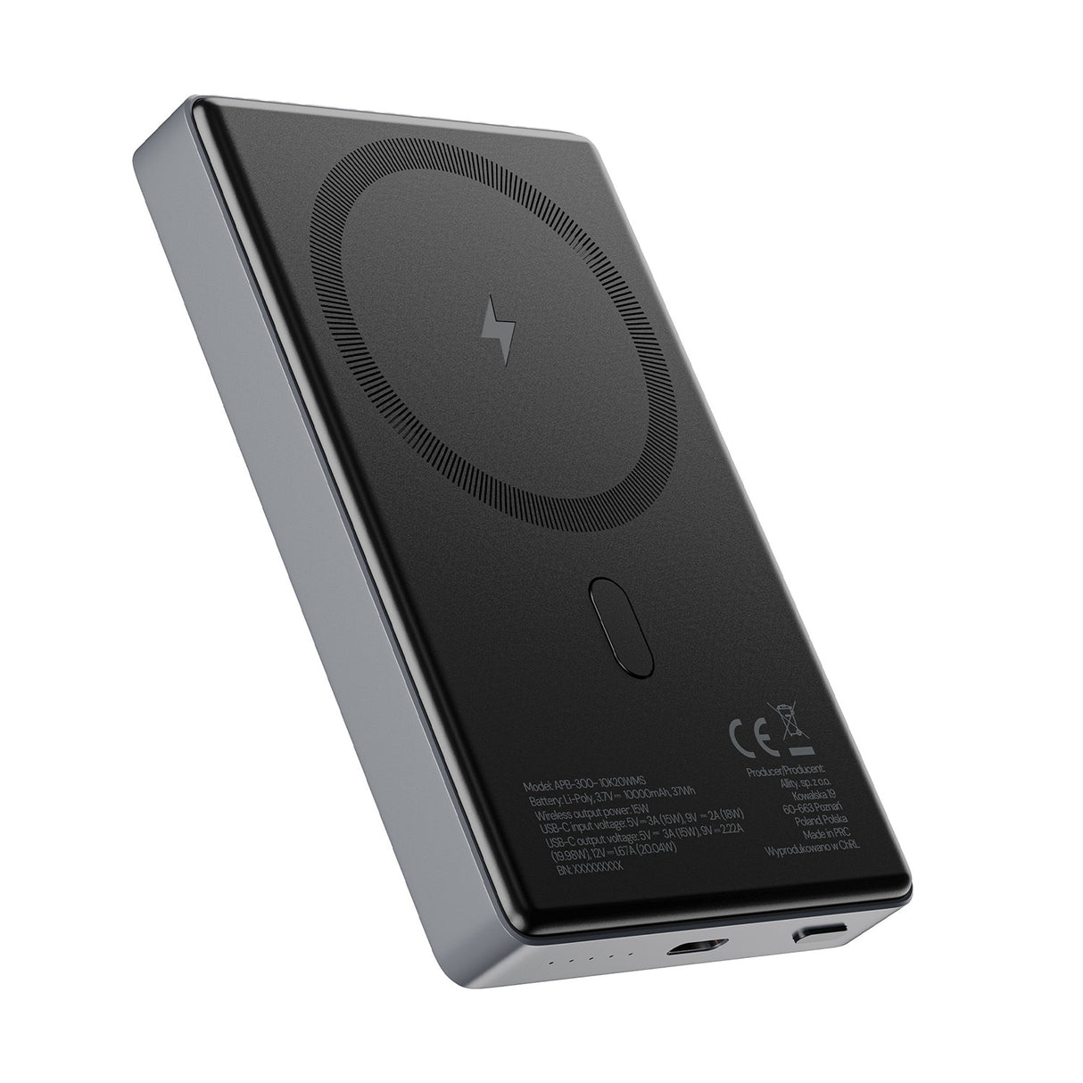 Allity wireless power bank APB-300 PD QC 20W 10000 mAh magnetic gray