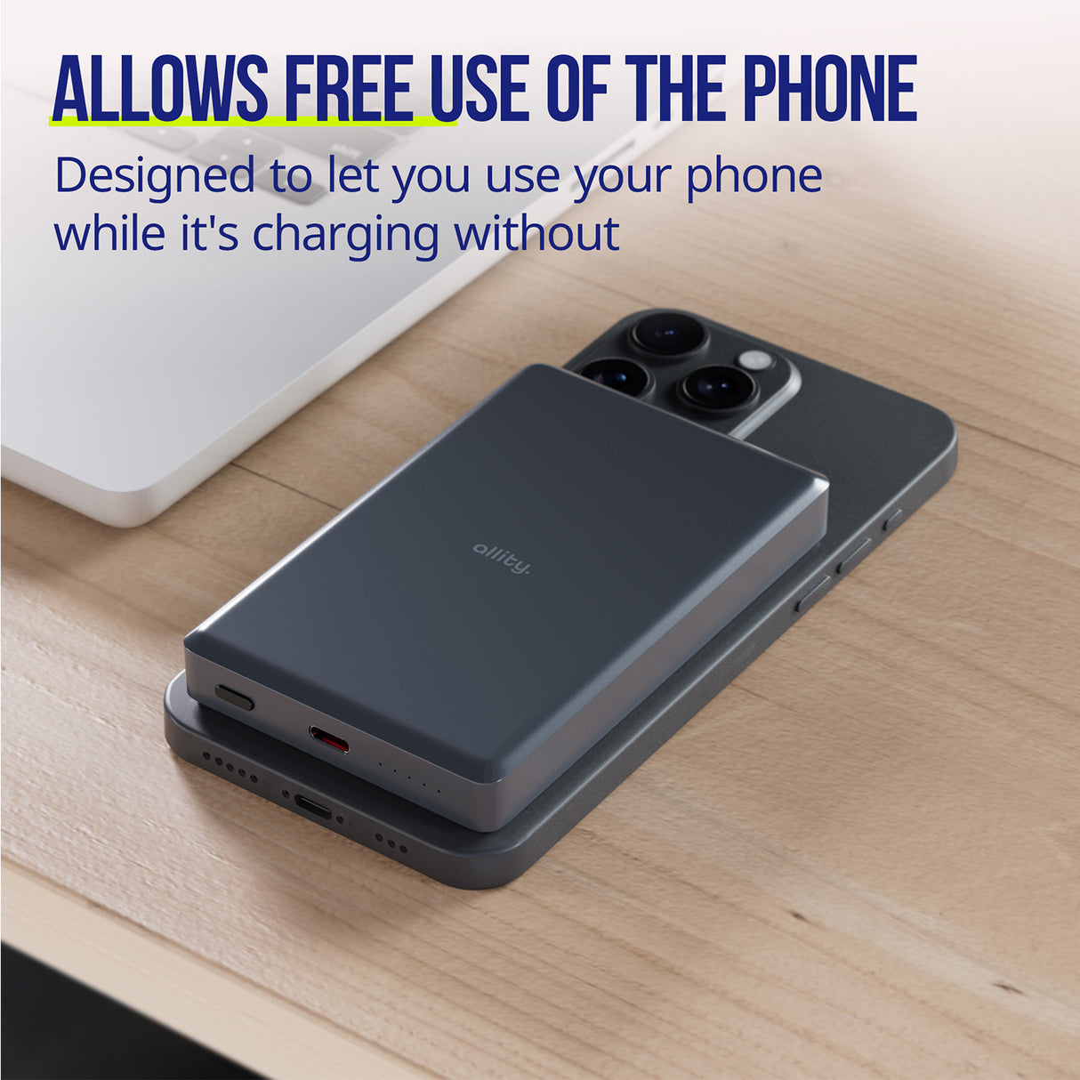 Allity wireless power bank APB-300 PD QC 20W 10000 mAh magnetic gray