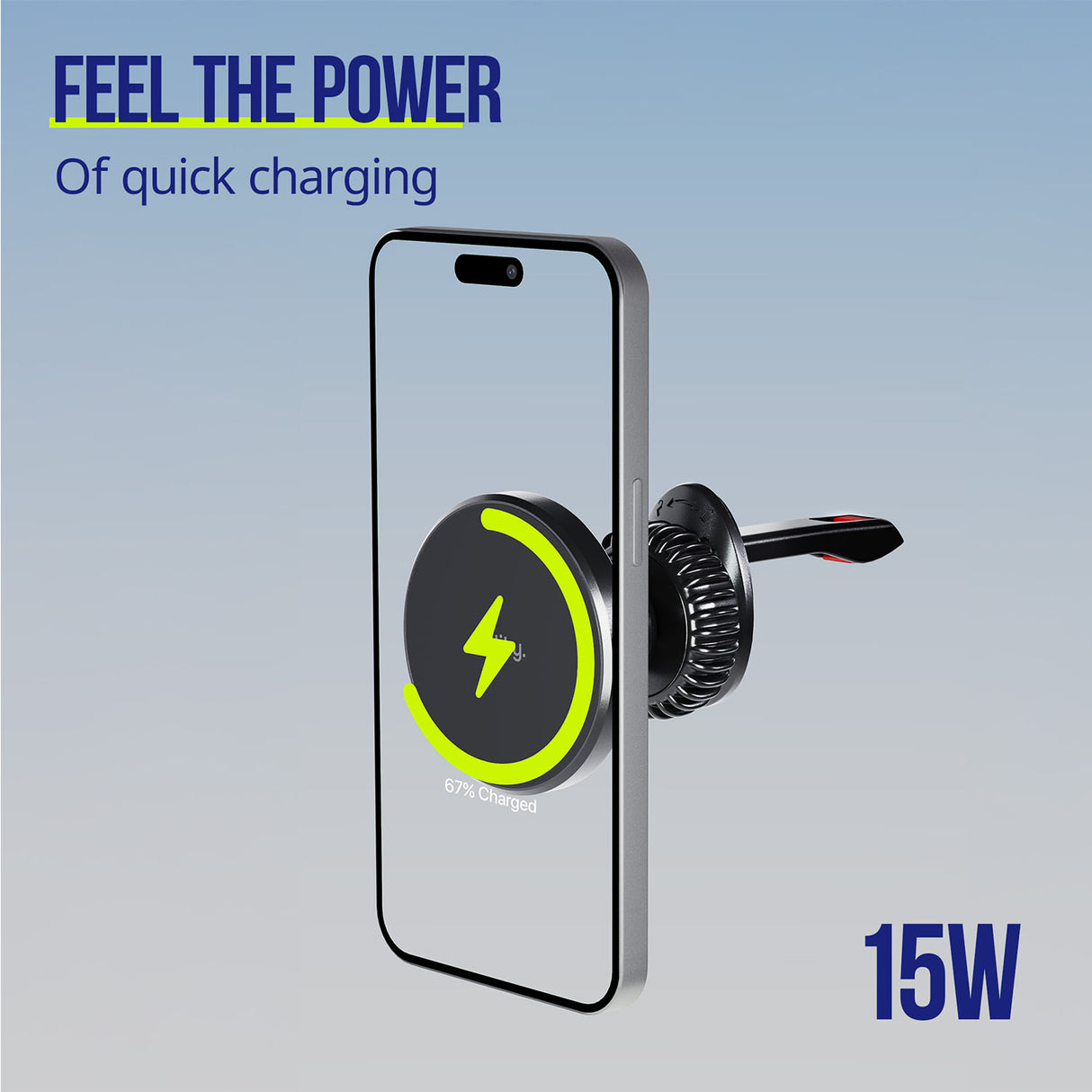 Allity car holder for air vent ACH-300 magnetic with wireless charging black 15W