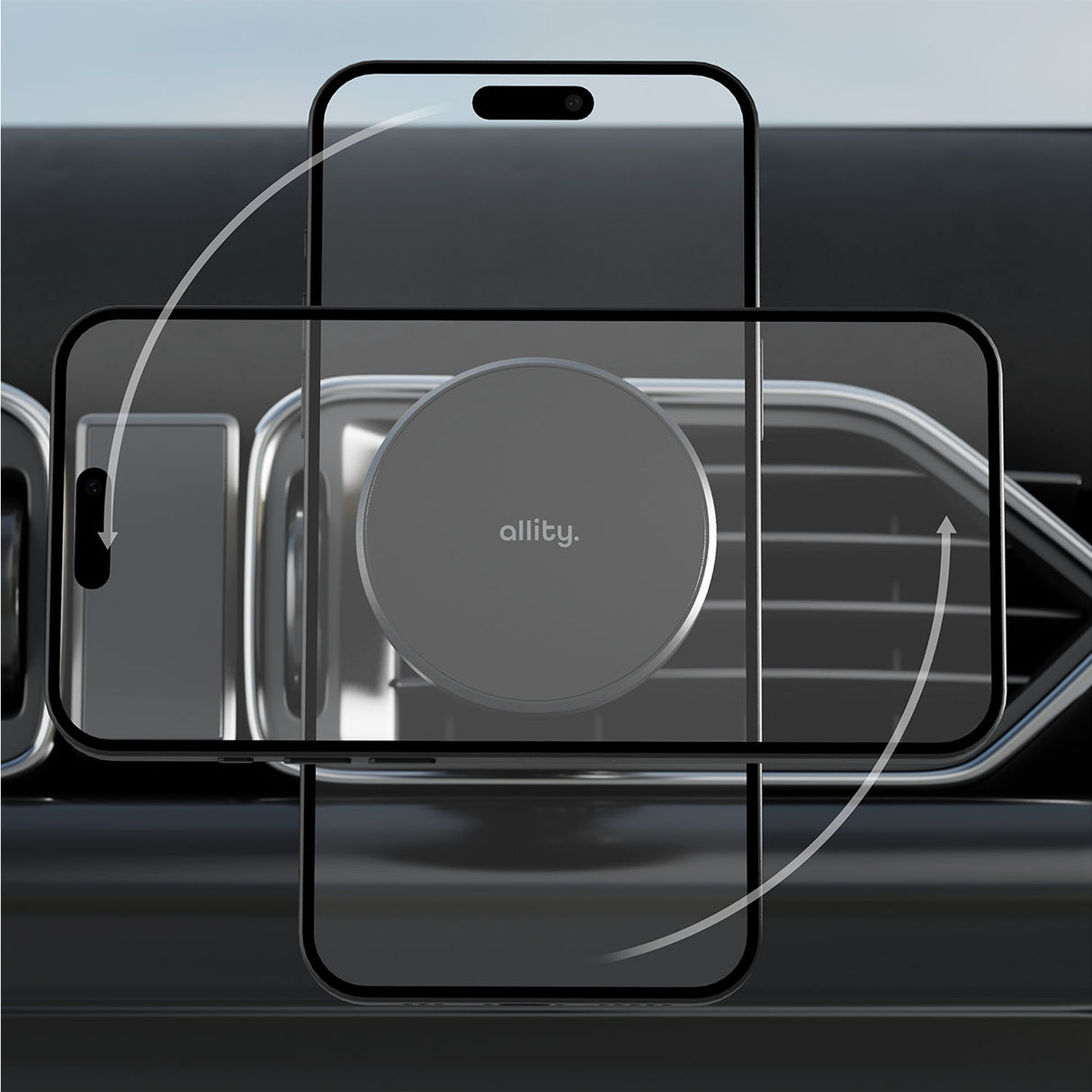 Allity car holder for air vent ACH-300 magnetic with wireless charging black 15W